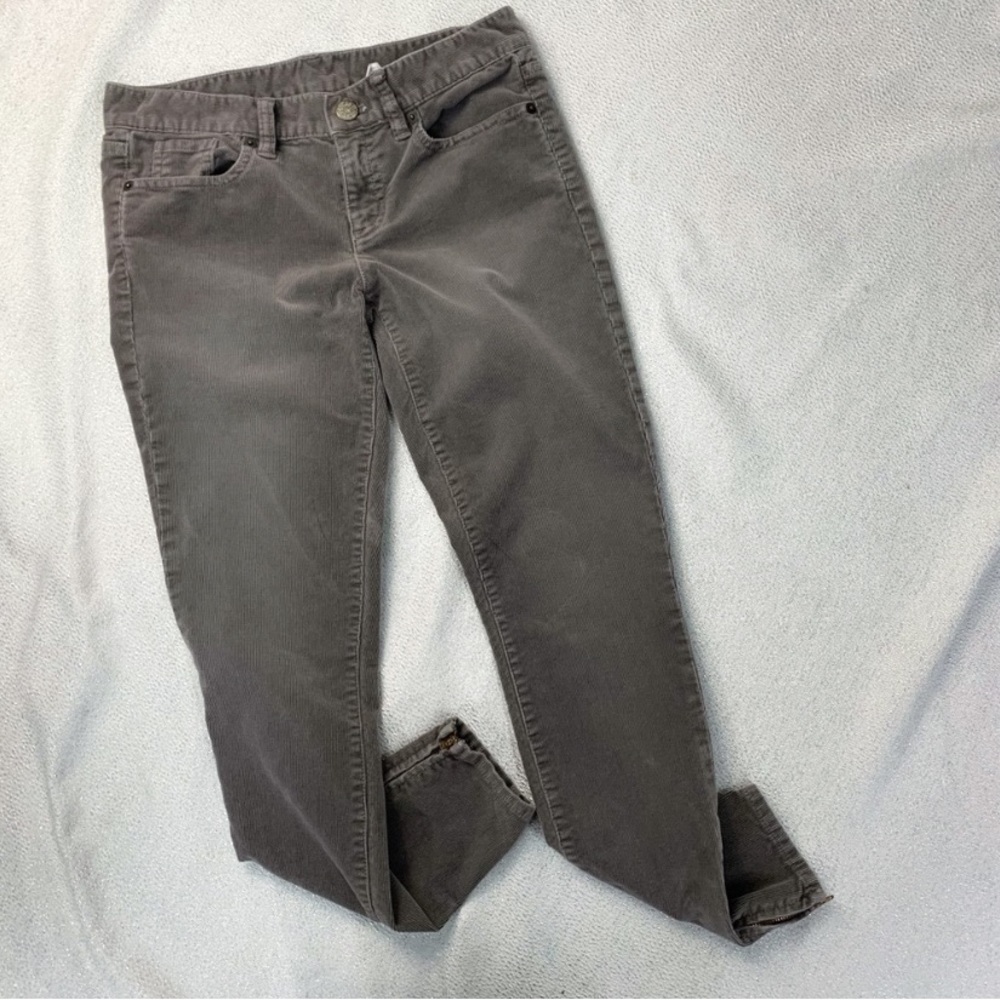 J. Crew Grey Corduroy Toothpick Pants with Ankle Zipper Size 24